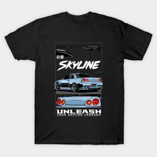 R34 Skyline GTR Drift Car T-Shirt